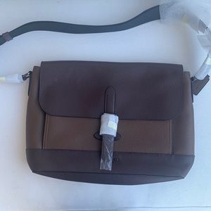 COACH brown leather laptop bag